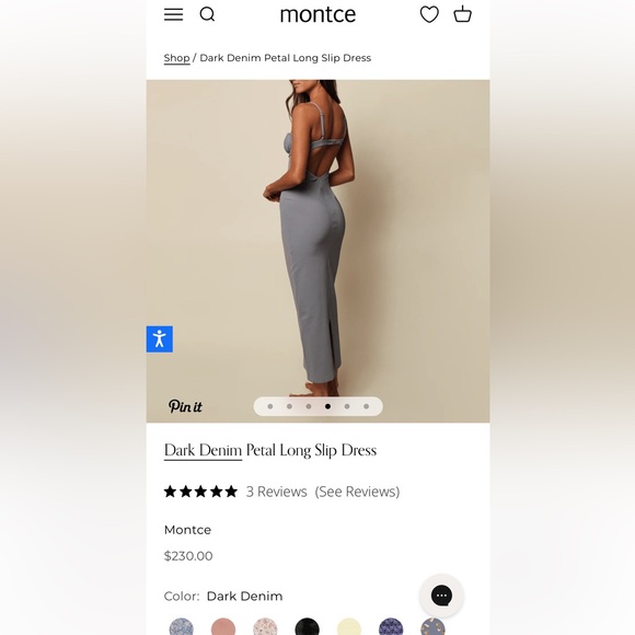 Montce x Olivia Culpo Dark Denim Petal Long Slip Dress - Picture 3 of 8